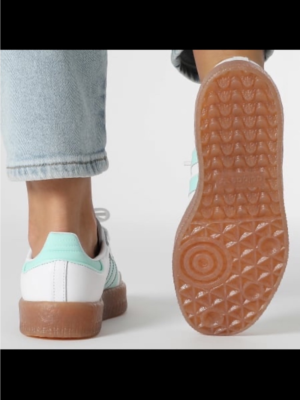 Adidas Sambae J White Clear Mint Gum Sneakers Women’s 7.5 / Youth 6.5 NIB - Picture 8 of 9